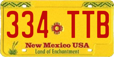 NM license plate 334TTB