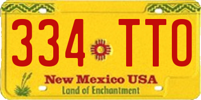 NM license plate 334TTO