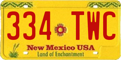 NM license plate 334TWC