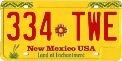 NM license plate 334TWE