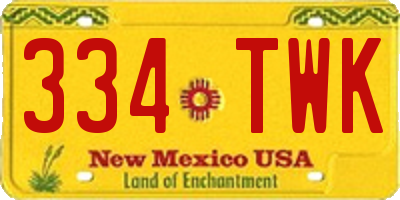 NM license plate 334TWK
