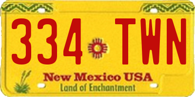 NM license plate 334TWN