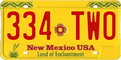 NM license plate 334TWO