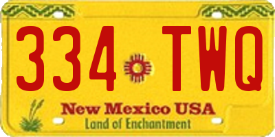 NM license plate 334TWQ