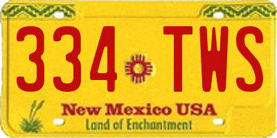 NM license plate 334TWS