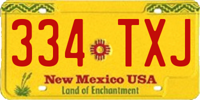 NM license plate 334TXJ