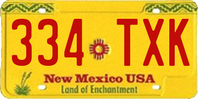 NM license plate 334TXK