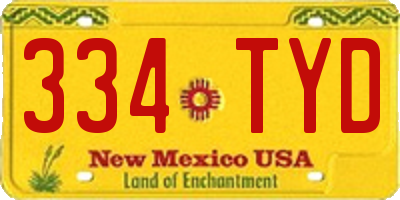 NM license plate 334TYD