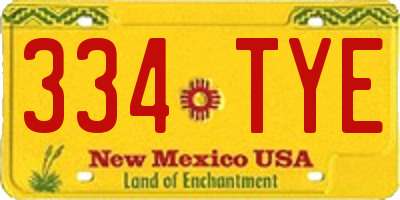 NM license plate 334TYE