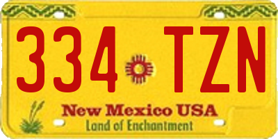 NM license plate 334TZN