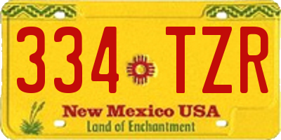 NM license plate 334TZR