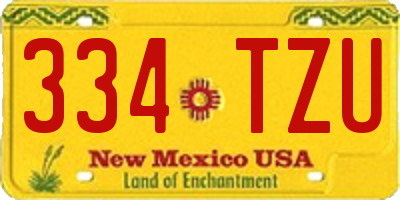 NM license plate 334TZU