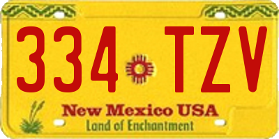 NM license plate 334TZV