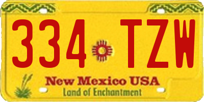 NM license plate 334TZW