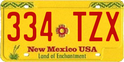 NM license plate 334TZX