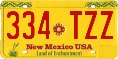 NM license plate 334TZZ