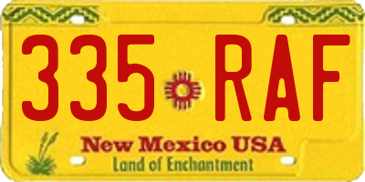 NM license plate 335RAF