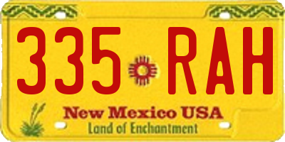 NM license plate 335RAH