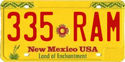 NM license plate 335RAM