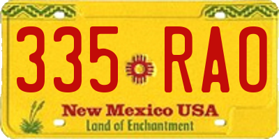 NM license plate 335RAO