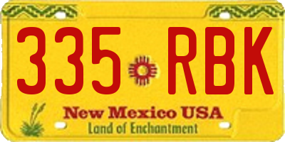 NM license plate 335RBK