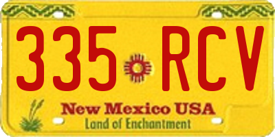 NM license plate 335RCV