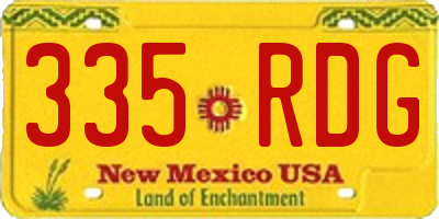 NM license plate 335RDG