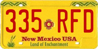 NM license plate 335RFD