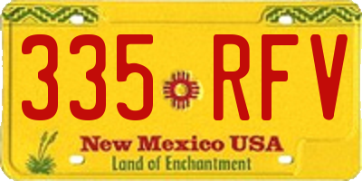 NM license plate 335RFV