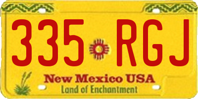 NM license plate 335RGJ