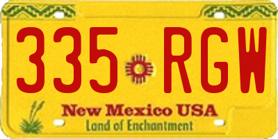 NM license plate 335RGW