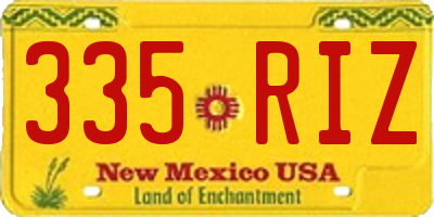 NM license plate 335RIZ