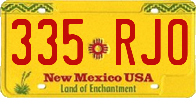 NM license plate 335RJO