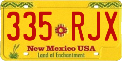 NM license plate 335RJX