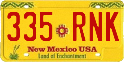 NM license plate 335RNK