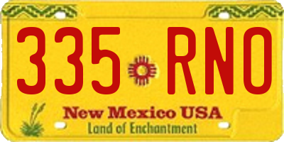 NM license plate 335RNO
