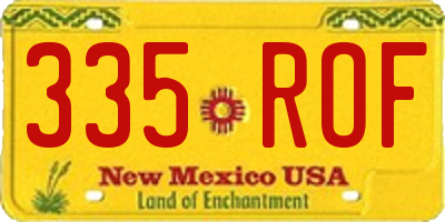 NM license plate 335ROF