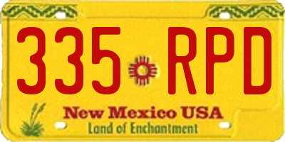 NM license plate 335RPD