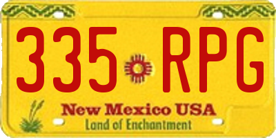 NM license plate 335RPG