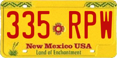NM license plate 335RPW