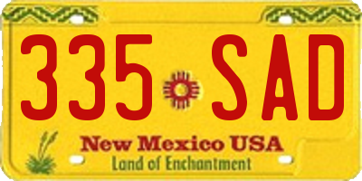 NM license plate 335SAD