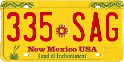 NM license plate 335SAG