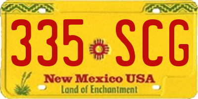 NM license plate 335SCG