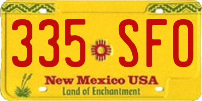 NM license plate 335SFO