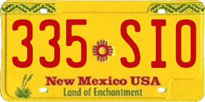 NM license plate 335SIO
