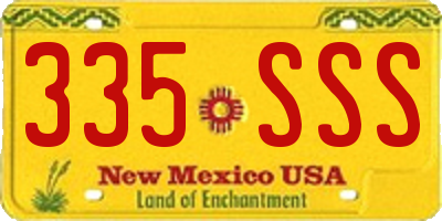 NM license plate 335SSS