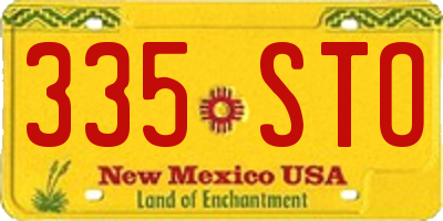 NM license plate 335STO