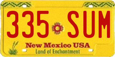 NM license plate 335SUM