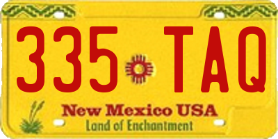 NM license plate 335TAQ