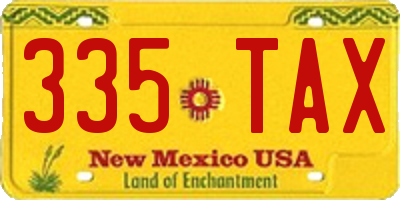 NM license plate 335TAX